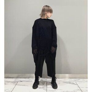 Y's .... Yohji Yamamoto Damage Watermark Pullover Knit Japan 3 M Black NWT